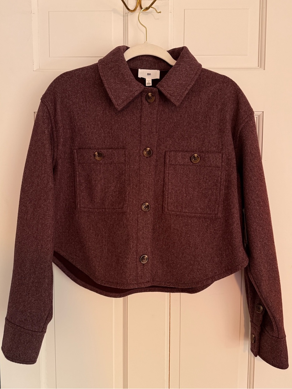 Women’s Small Burgundy Cropped Pea Coat (Never worn!)
